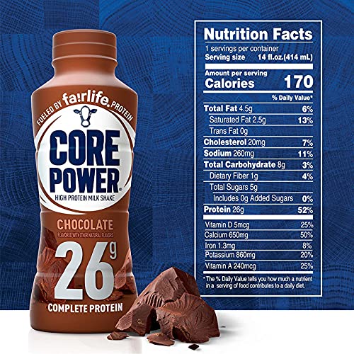 Chocolate High Protein Milk Shake, 14 fl oz, 42 gm, Pack of 6 Bottles X2909