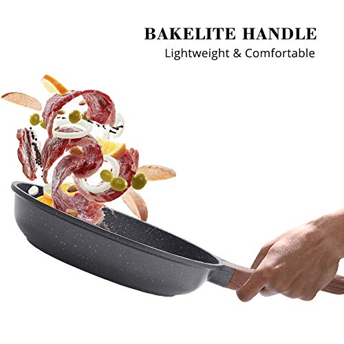 Nonstick Frying Pan Skillets, Swiss Granite Coating, PFOA Free (9.5+11+12.5 Inch) Y16680