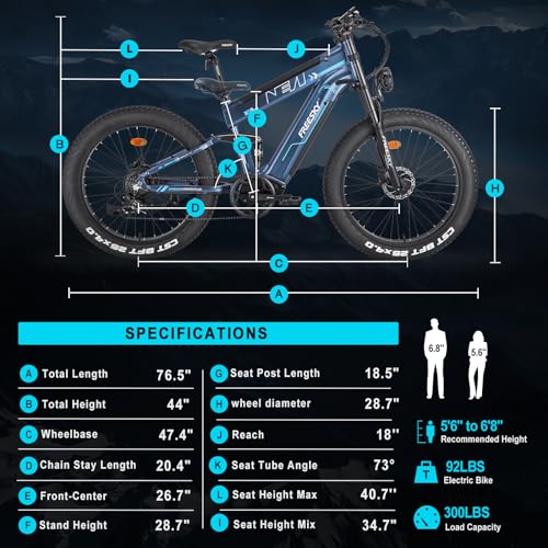 Dual Battery 48V 35AH 2000W 80-155 Miles Electric Bike 26" Fat Tire Full Suspension EBike with Dual Hydraulic Brakes J77733