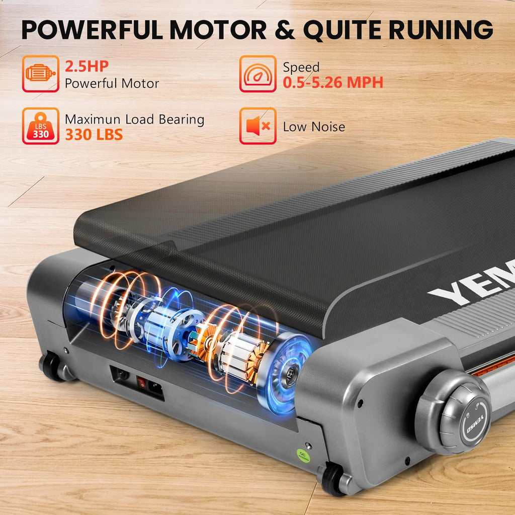 2 in 1 Foldable Treadmill with Incline, Walking Pad, 2.5HP, 330 LBS Weight Capacity Q222455