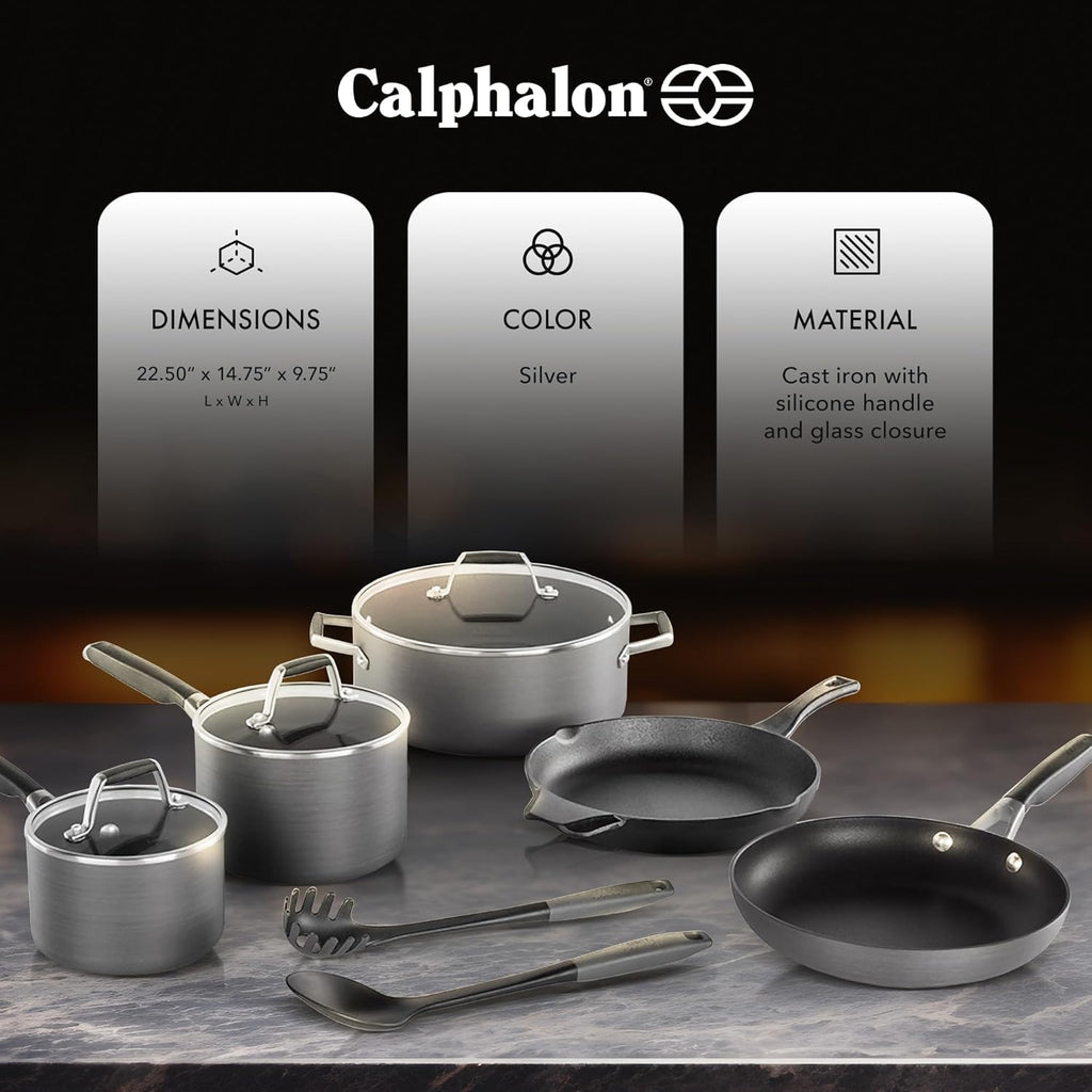 10 Piece Hard Anodized Nonstick Pots and Pans Cookware Set I319