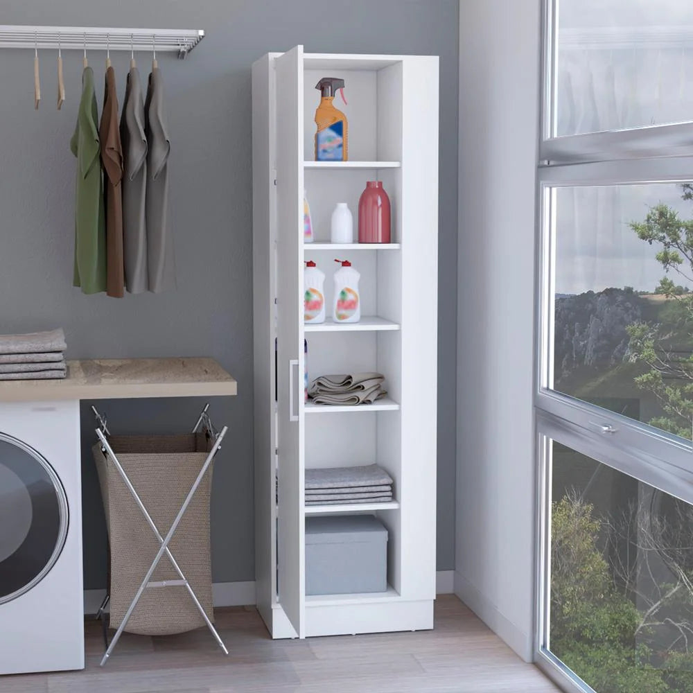White Utility Storage Cabinet with 6-Tier Shelf Z1836