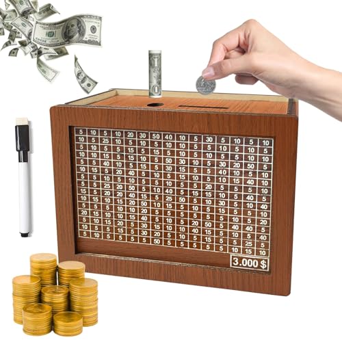 Wooden Savings Box with Money Target and Numbers N380315