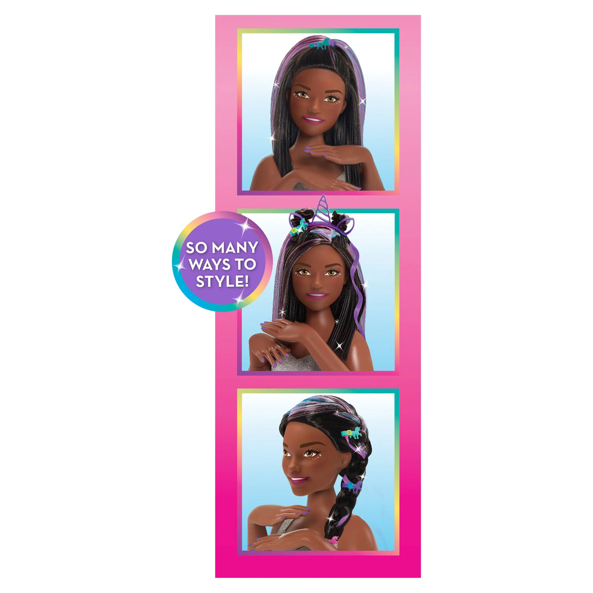 20-Piece Styling Head, Black Hair, Kids Toys V71460
