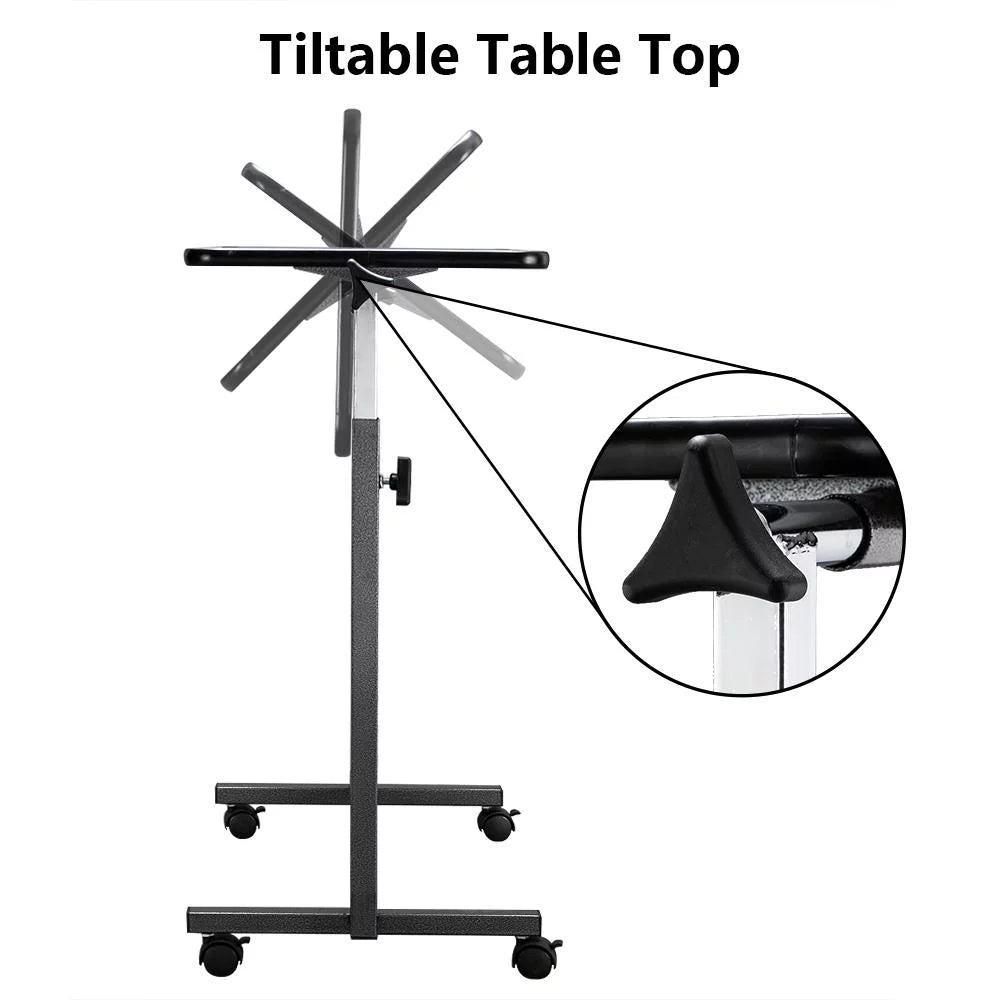 Adjustable Overbed Bedside Table with Wheels Gray L87134