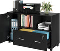 Black Wood Lateral File Cabinet with Lock V333412