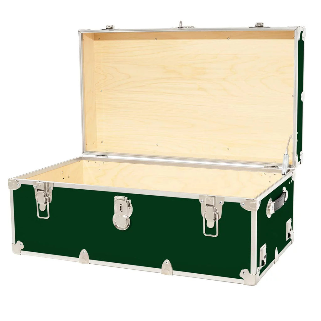 Large Leather Embossed Vinyl Trunk 32"x18"x14" Forest Green S771384