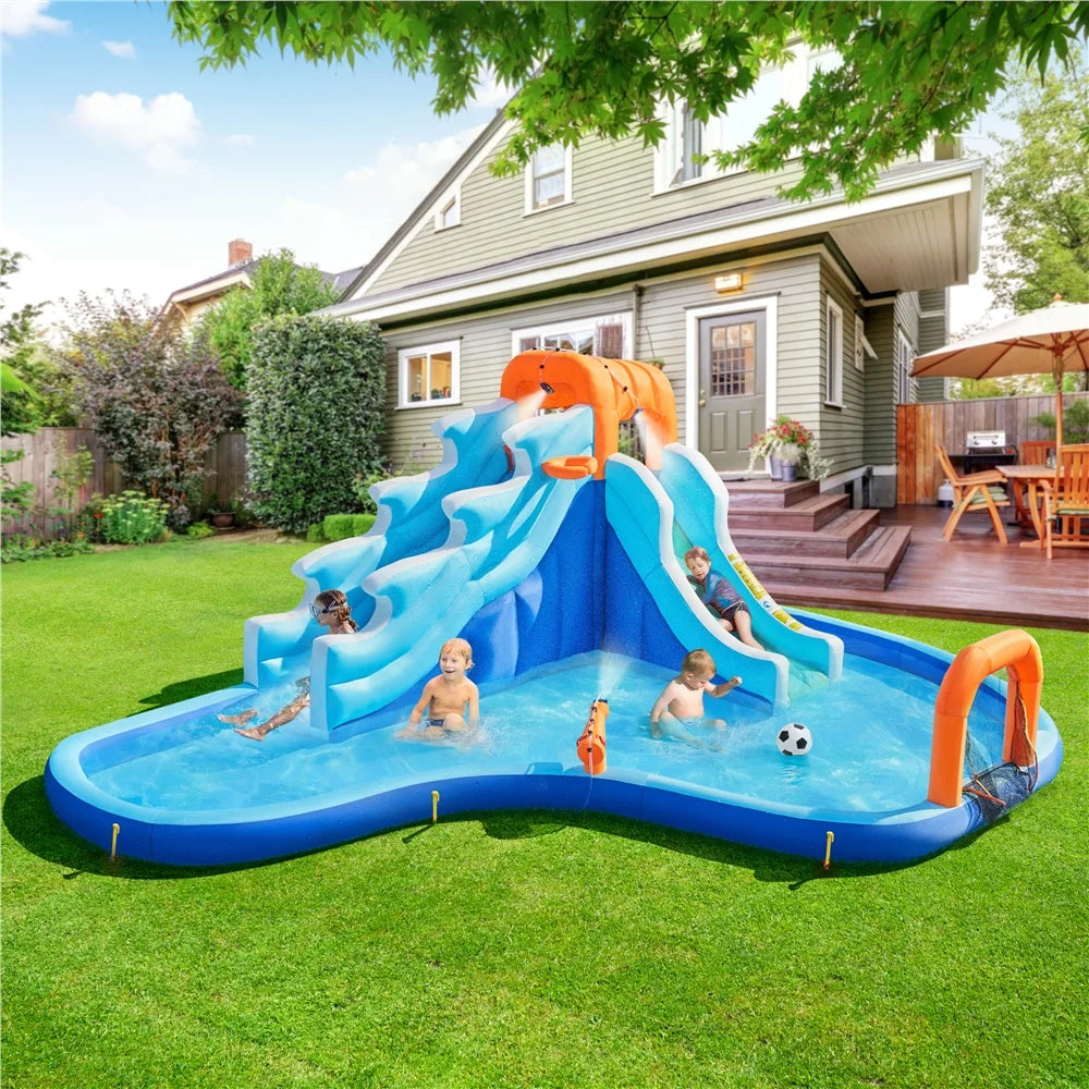 Dual Lane Inflatable Water Slide with Storage Bag & Blower X2445