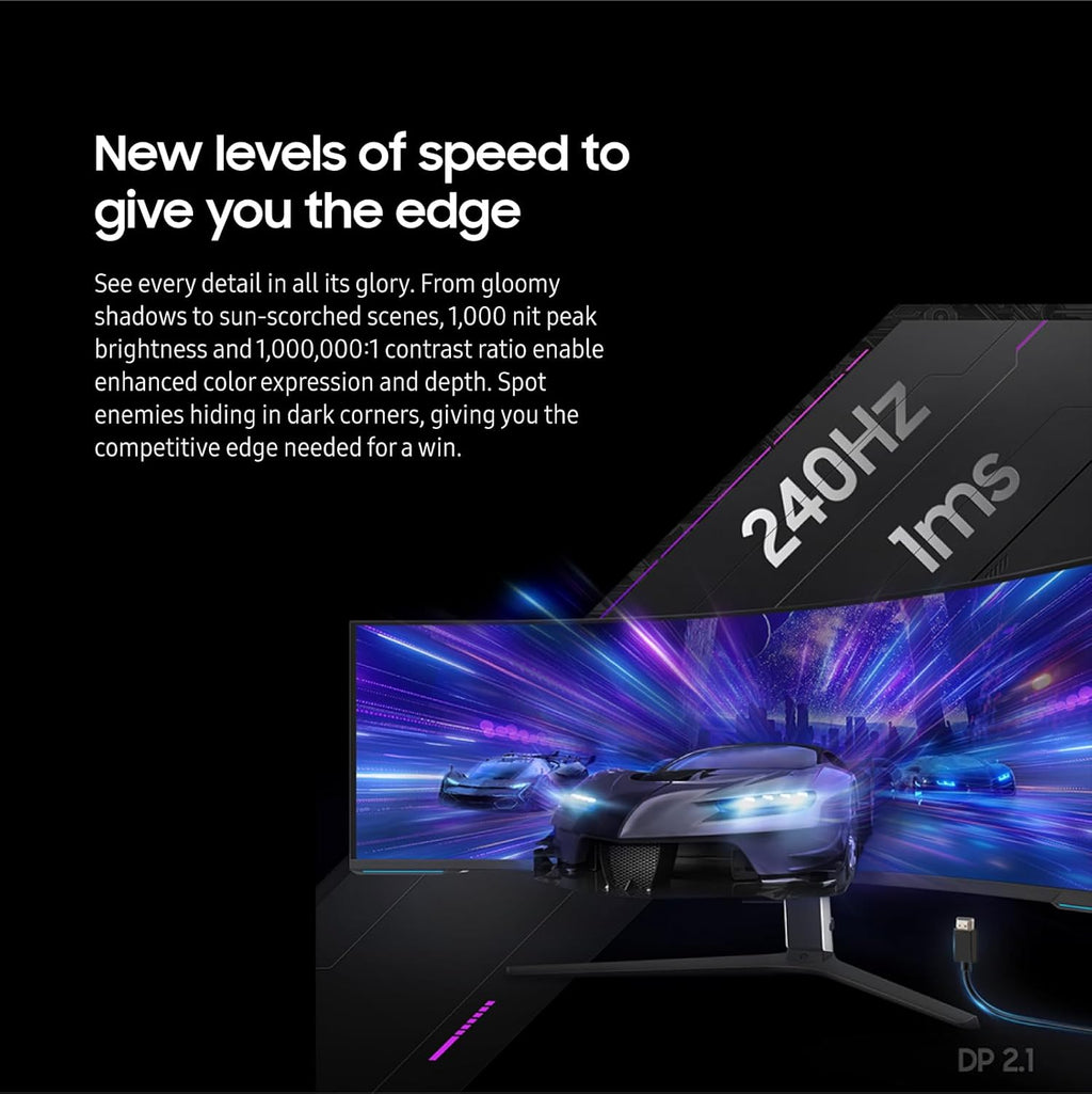 57" Dual 4K UHD 1000R Curved Gaming Monitor, 240Hz, 1ms, Quantum Mini-LED, DisplayHDR 1000 M8090