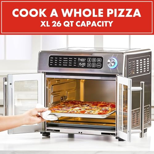 Extra Large French Door Air Fryer Toaster Oven Combo, Stainless Steel, 26QT Capacity O7322