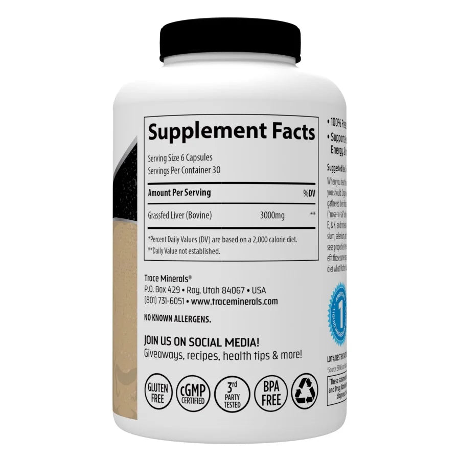 3000 mg Beef Liver Capsules, 180 Count Q4646