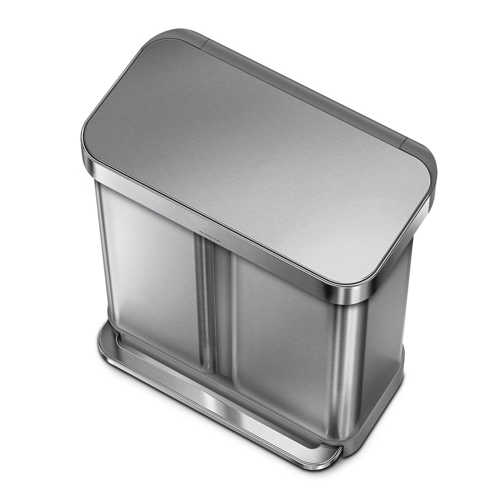 58 Liter Stainless Steel Dual Compartment Recycler Step Trash Can V56919