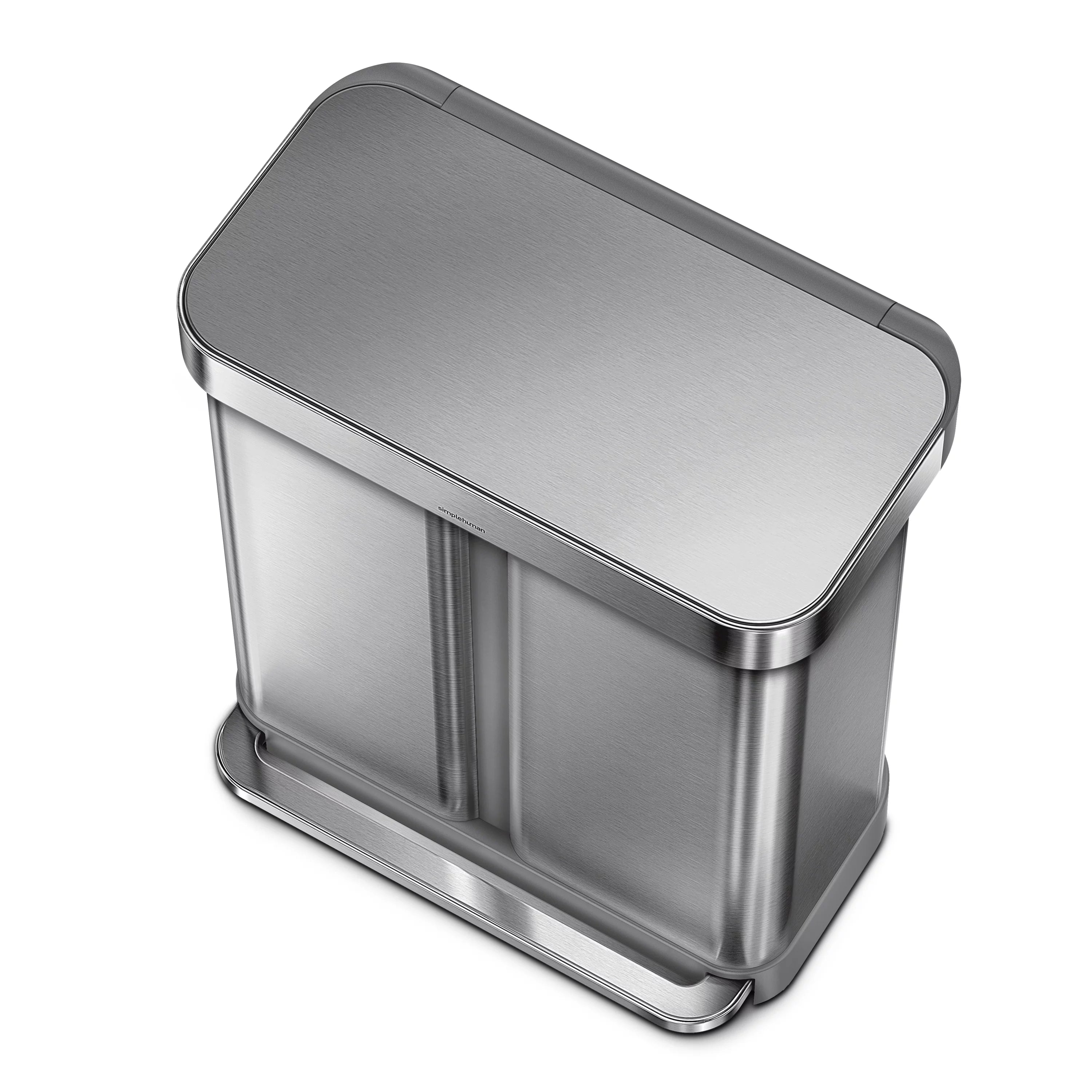 58 Liter Stainless Steel Dual Compartment Recycler Step Trash Can V56919