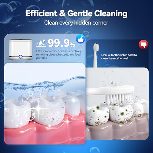 48kHz Ultrasonic Retainer Cleaner with 7.8OZ Dental Cleaning Pod V712