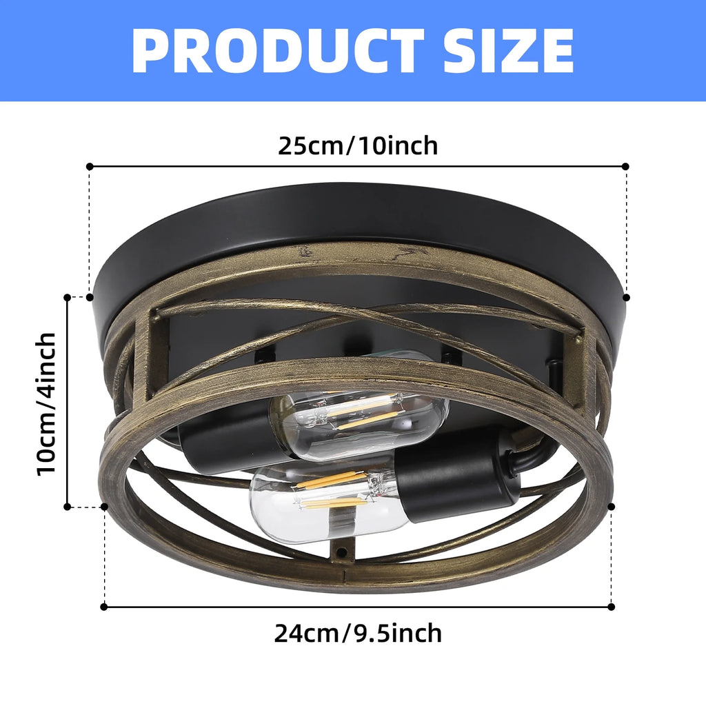 Bronze Round Metal Flush Mount Ceiling Light Fixture A60044