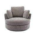 Beige Oversized Round Chenille Swivel Accent Barrel Chair with 3 Pillows R553858