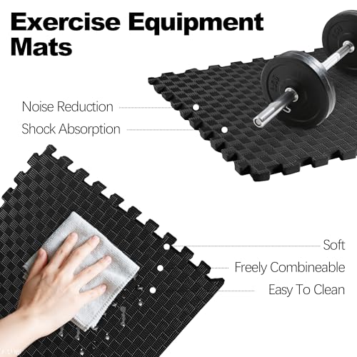 1" Thick EVA Interlocking Foam Gym Flooring Mat, Black (24 Sq Ft) O970102