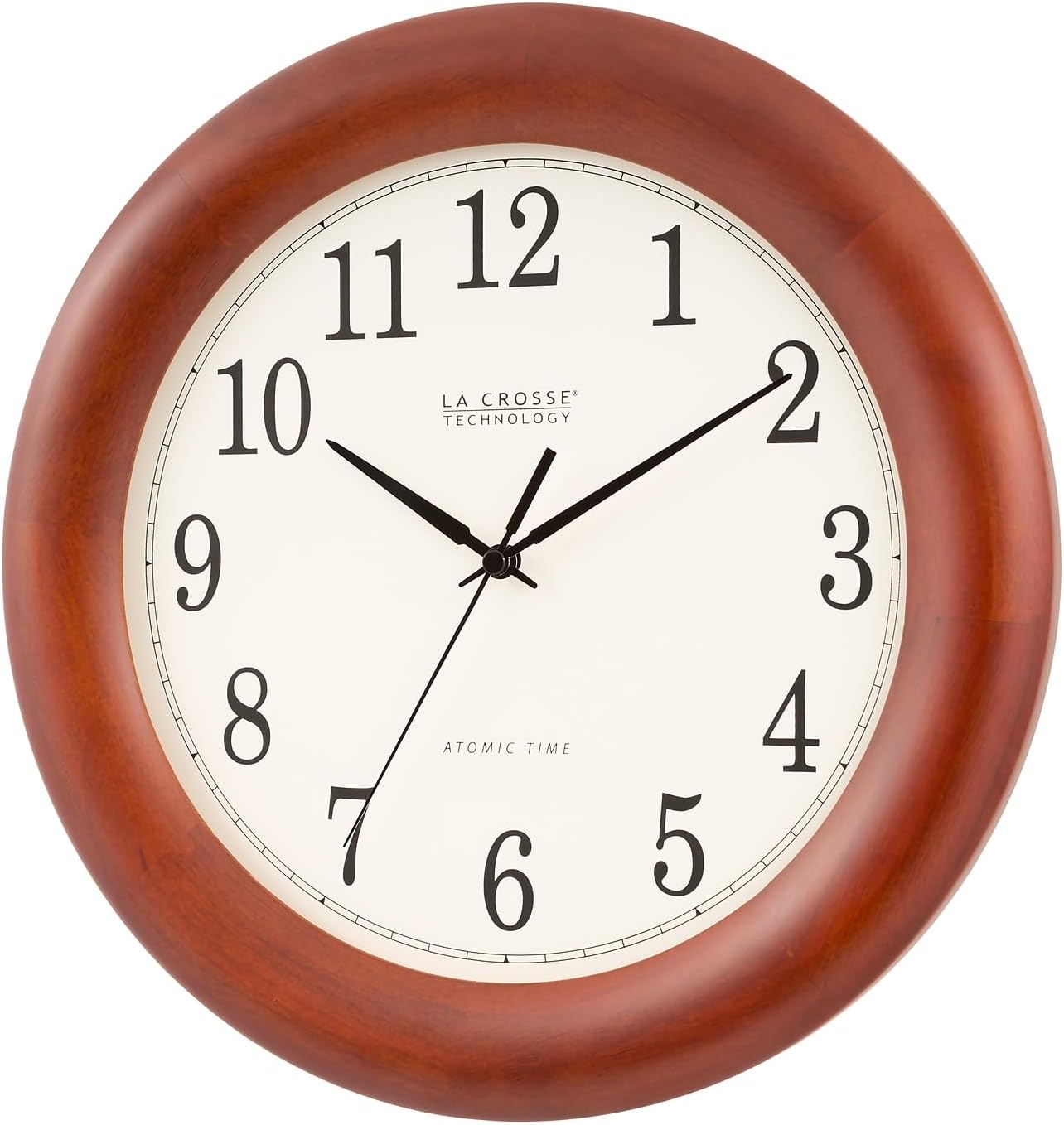 12.5 Inch Cherry Wood Atomic Analog Clock J98422