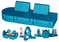 12PCS Modular Toddler Couch with Triangular Cushions and Arches (Gray) A818