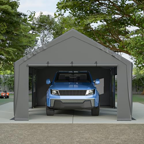 Carport 20x12ft Portable Garage with Roll-up Ventilated Windows & Removable Sidewalls F119708