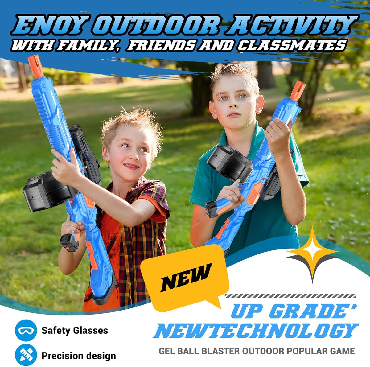 Large Gel Ball Blaster with Drum, Electric Splat Blaster（Blue） A6599