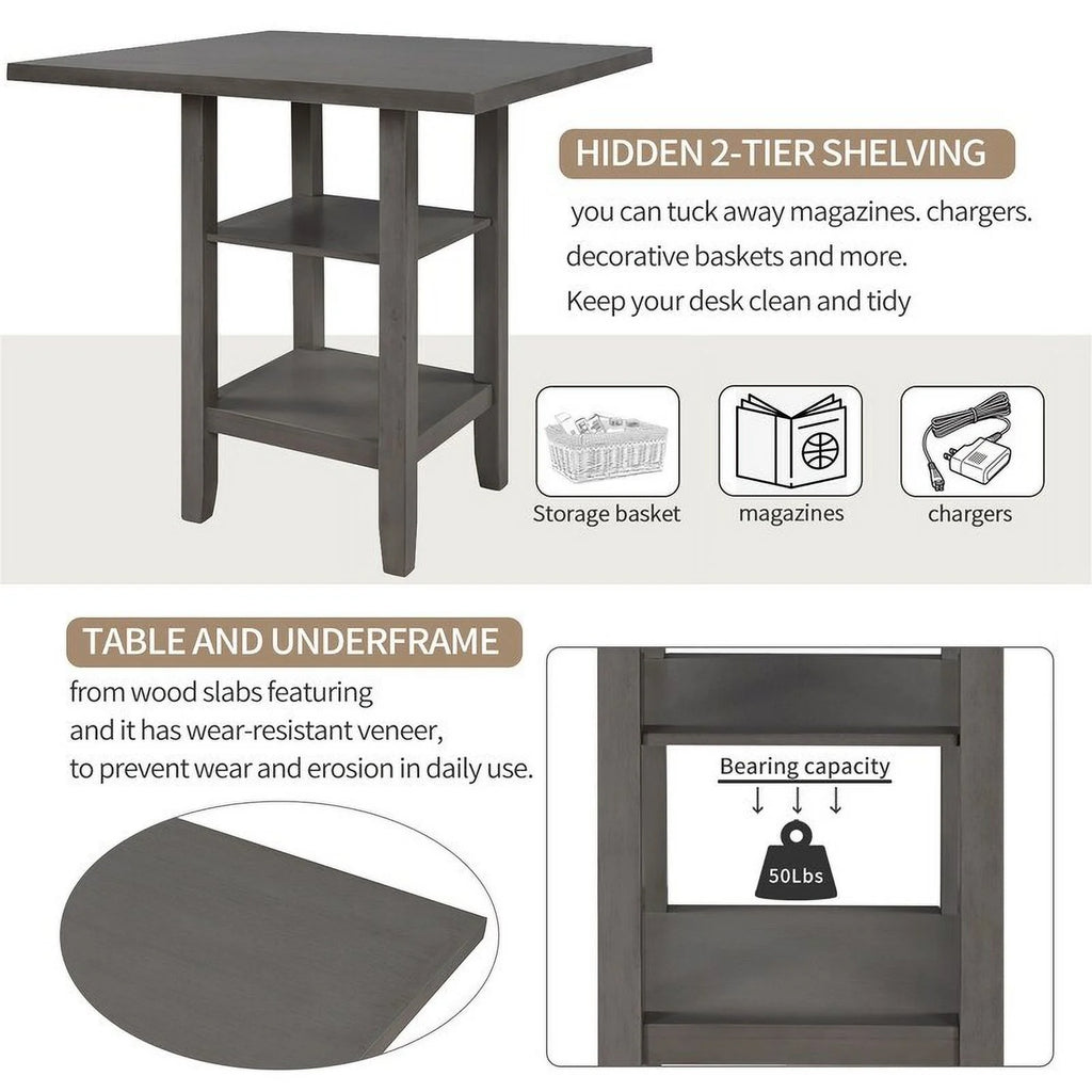 Espresso Square Dining Table Set of 4 with 4 Upholstered Chairs H65298