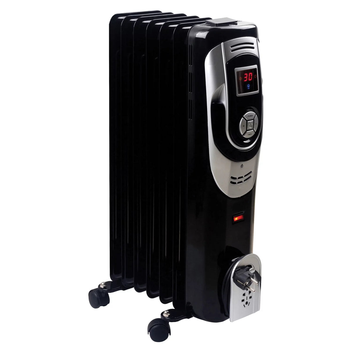 3-Setting 1,500-Max 7-Fin Portable Oil-Filled Radiator Heater with Digital Display F287617
