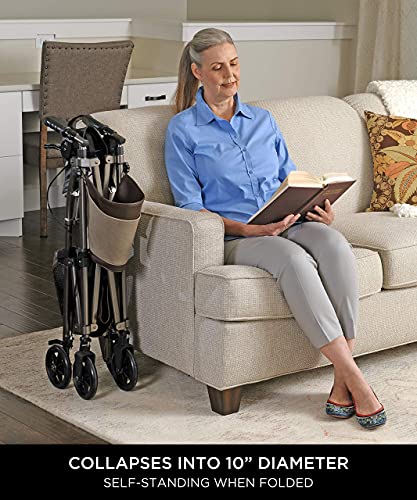 Short Foldable 4-Wheel Rolling Walker with Seat and Locking Brakes J877697