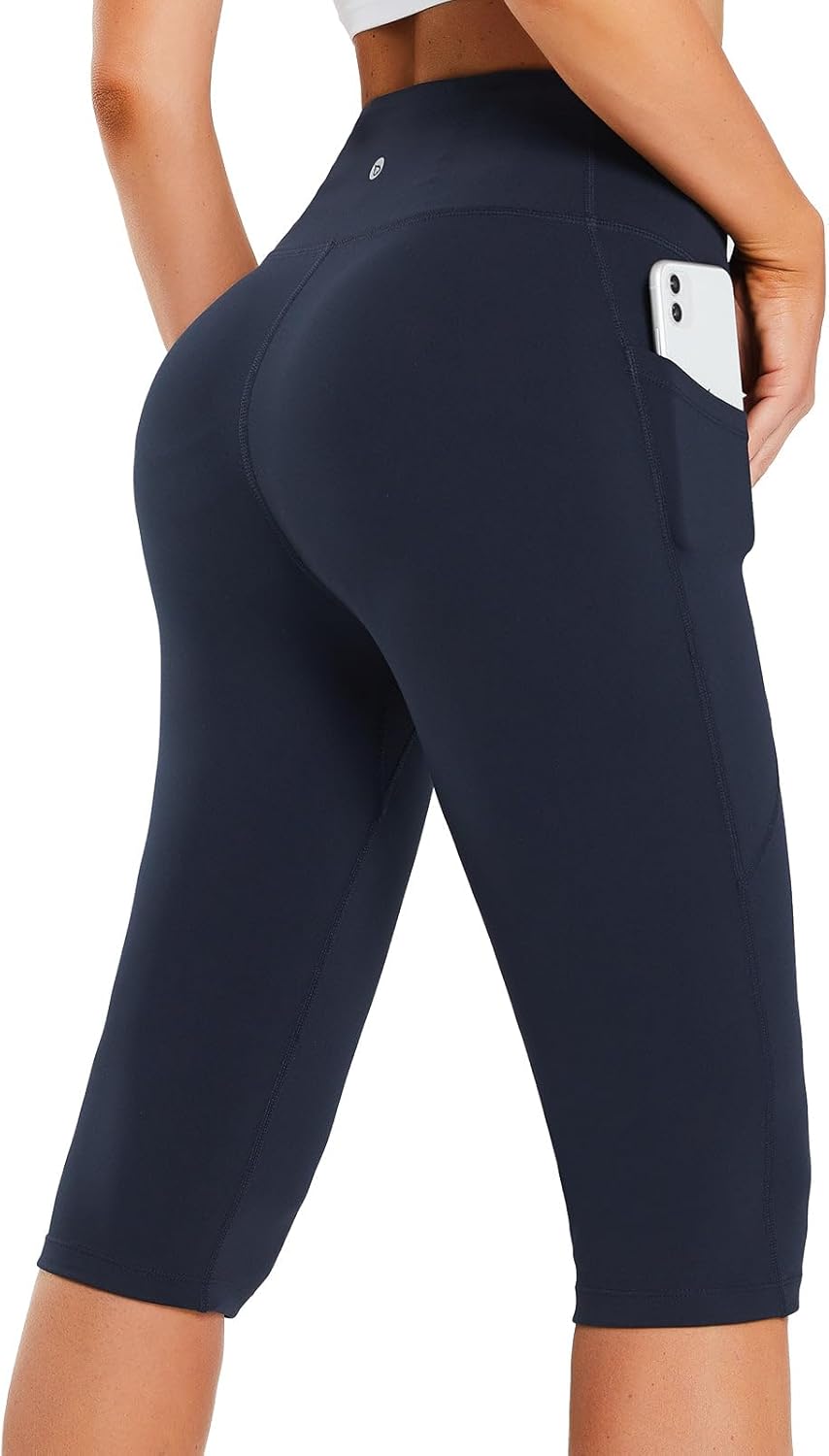 Women's Capris with Pockets Knee Length High Waisted Stretch Yoga Leggings Y509244