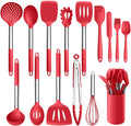 15 Pcs Silicone Non-stick Cooking Utensil Set with Stainless Steel Handle O12381