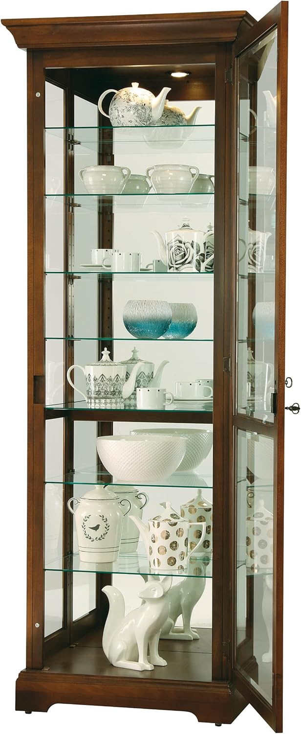 Cherry Bordeaux Seven Glass Shelves Curio Cabinet I4936