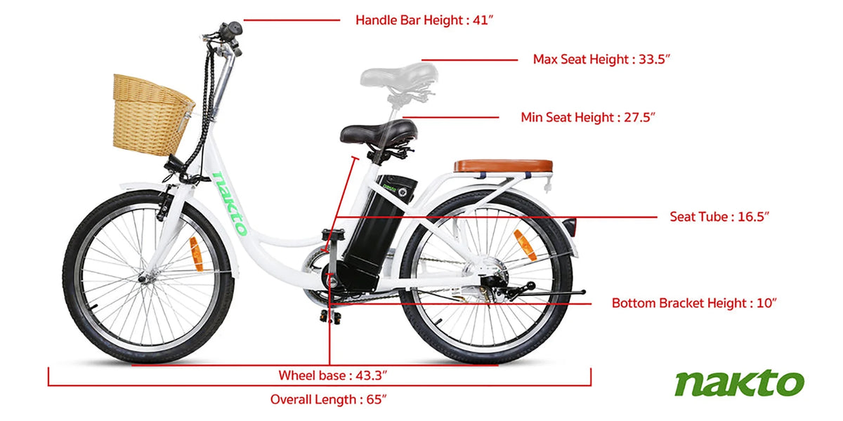 White 22" Electric Bicycle 250 W 36 V 10 Ah Lithium-Ion Battery G9827