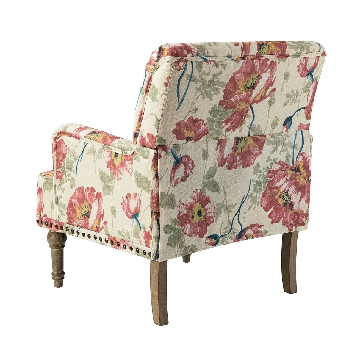 Set of 2 Floral Fabric Upholstered Accent Armchair with Nailhead Trim P865019