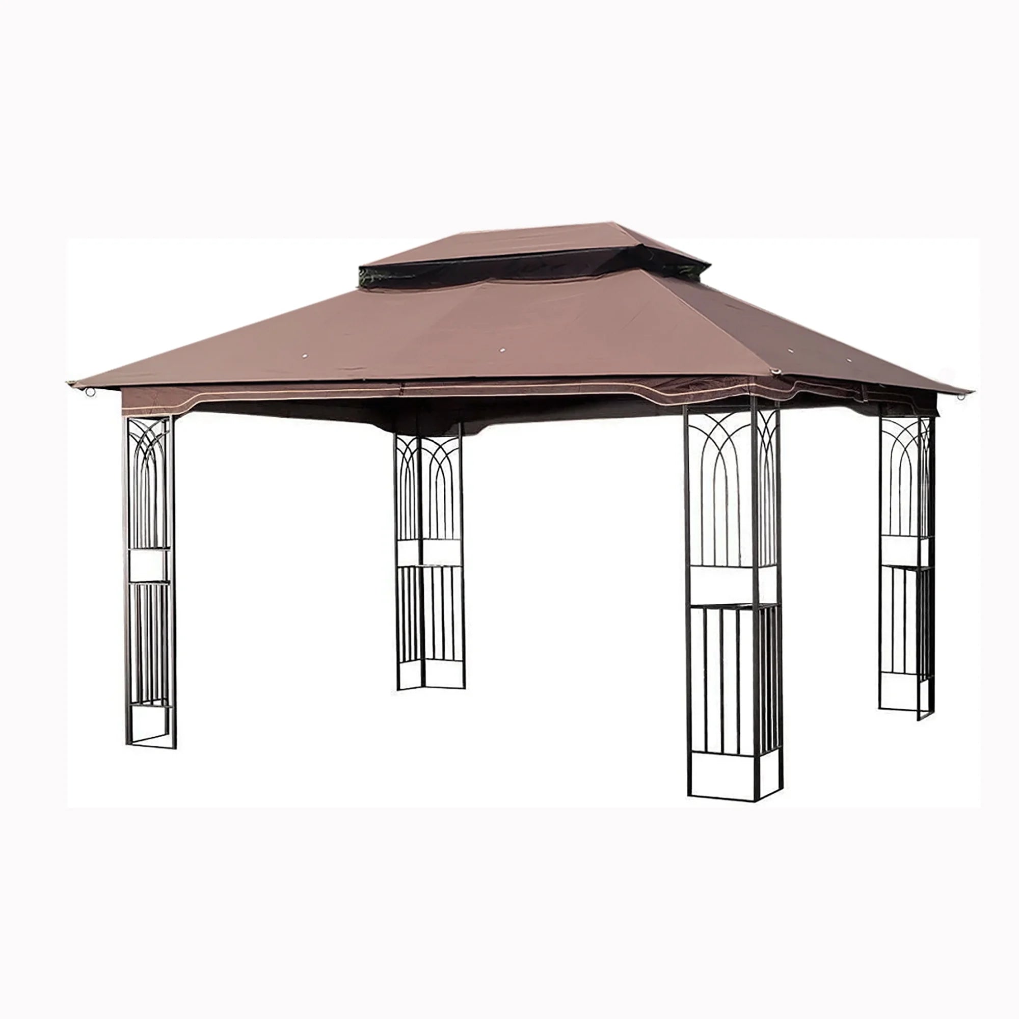 Brown Outdoor Patio Gazebo Canopy Tent With Mosquito Net A7889