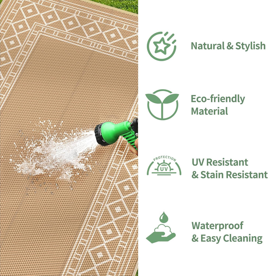 5' x 8' Waterproof Reversible Outdoor Plastic Straw Rug E7337
