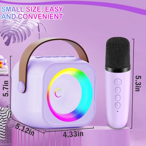 Mini Karaoke Machine with 2 Wireless Microphone & LED Lights R608