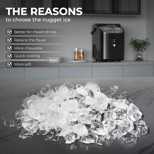Black Countertop Nugget Ice Maker with Self-Cleaning P30599