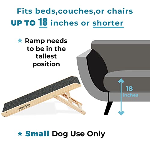 18" Tall Adjustable Wooden Folding Pet Ramp with Non Slip Carpet Surface X15473
