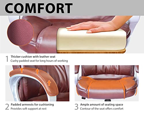 Big and Tall High Back Leather Office Chair with Armrest O2622