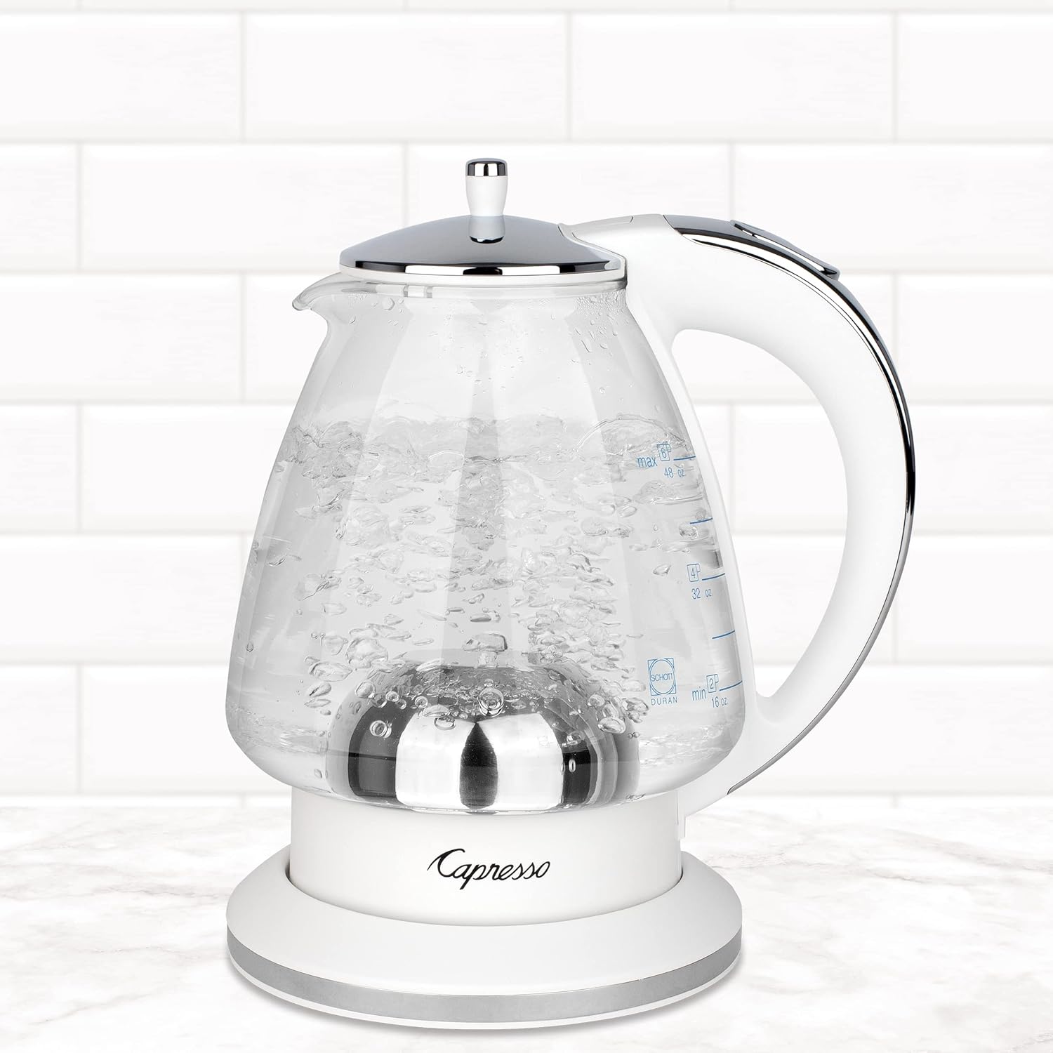 White 48 oz Glass Kettle G444951