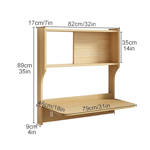 Brown Wall Mounted Drop-Leaf Table with Storage Shelves H47575