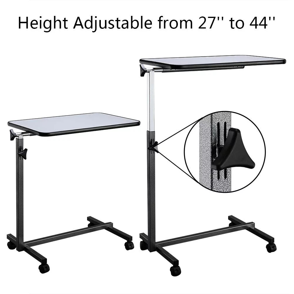 Adjustable Overbed Bedside Table with Wheels Gray L87134
