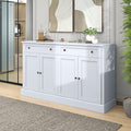 60" White 4-Door Sideboard Buffet with 2 Drawers and Adjustable Shelves E7482