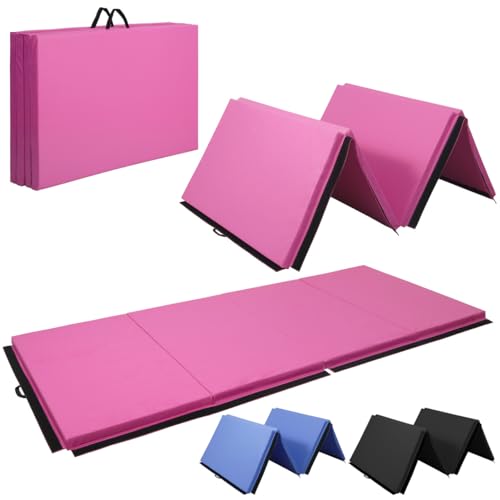 10' x 4' 4-Fold Folding Exercise Mat with Carrying Handles & Velcro Design Q601