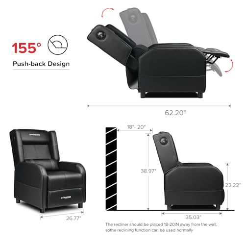 Black Gaming Recliner Chair with Bluetooth Speakers Racing Style Single Sofa O45678