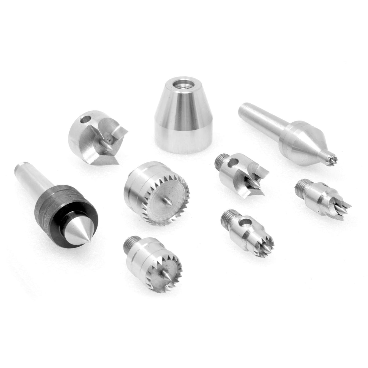 9-Piece Wood Lathe Drive and Live Center Kit with Aluminum Case M8521