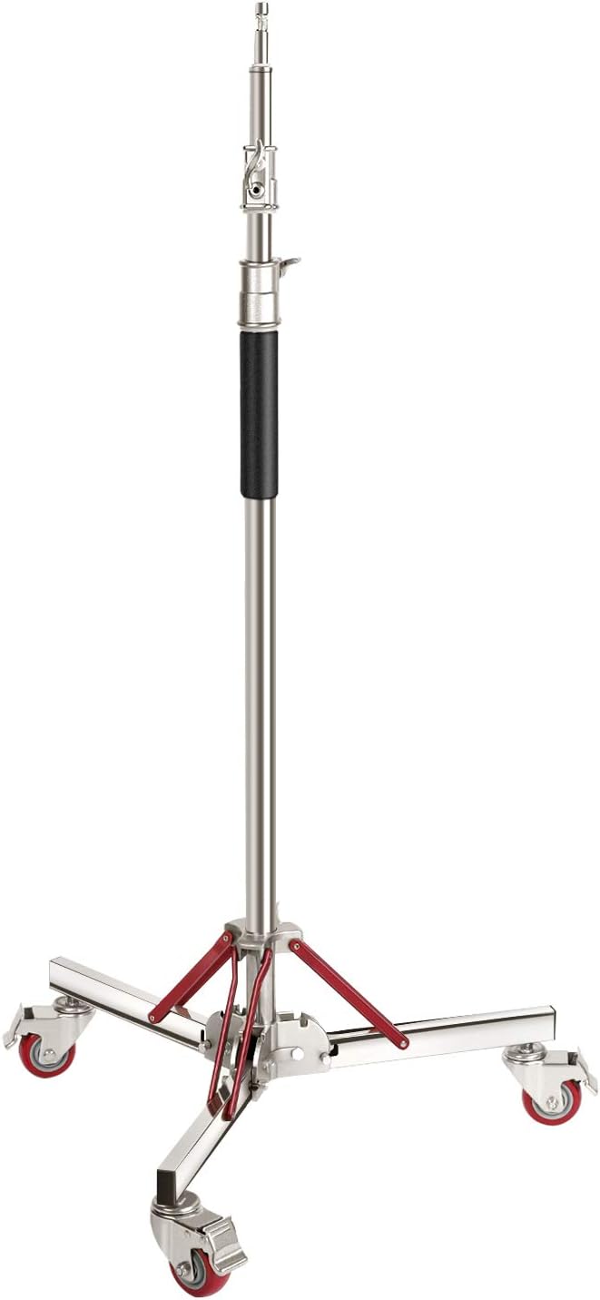 Heavy Duty Light Stand with Casters, Adjustable Tripod Stand, 100% Stainless Steel, Max Height: 10ft/305cm V99131