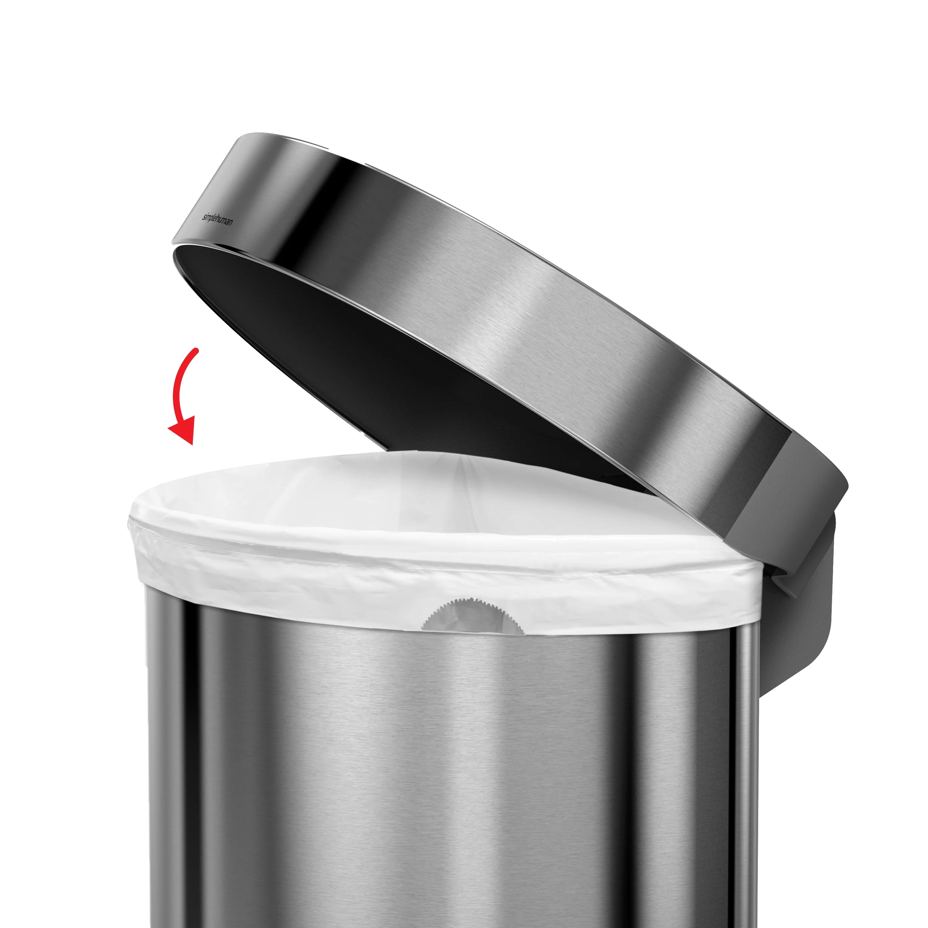 45 Liter Stainless Steel Semi-Round Step Trash Can with Soft-Close Lid U6271