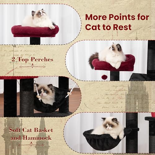 71'' Multi-Level Cat Tower with 2 Scratching Boards 7 Posts, Smoky Gray T27955