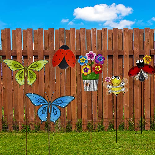 Blue Butterfly Metal Garden Stake D54068